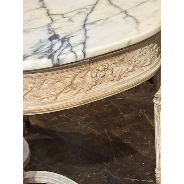 19th Century Louis XVI Carved and Bleached Center Table For Sale In Dallas - Image 6 of 9