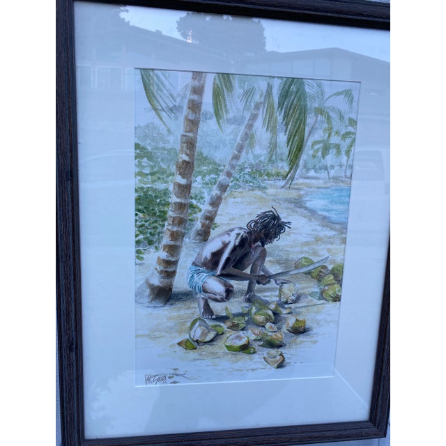 Late 20th Century Caribbean Watercolor by Kat Sowa For Sale - Image 5 of 8