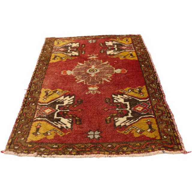 Modern Vintage Turkish Yastik Rug - 01'07 X 02'06 For Sale - Image 3 of 8