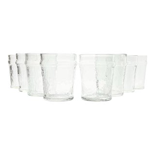 Hammered Textured Double Old Fashioned Cocktail Tumbler Glasses - Set of 8 For Sale