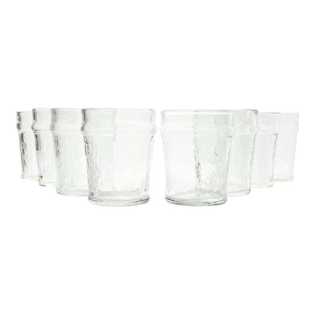 Hammered Textured Double Old Fashioned Cocktail Tumbler Glasses - Set of 8 For Sale