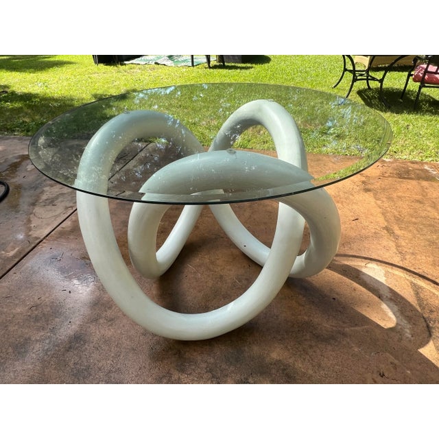 1970s Wooden White Knot Side Table With Glass Top | Chairish
