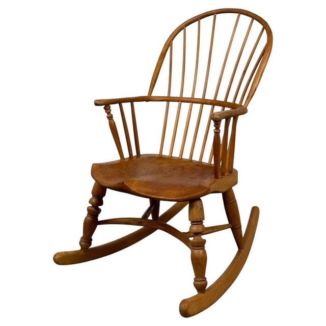 Antique English Ash Spindle-Back Rocking Chair For Sale - Image 10 of 12