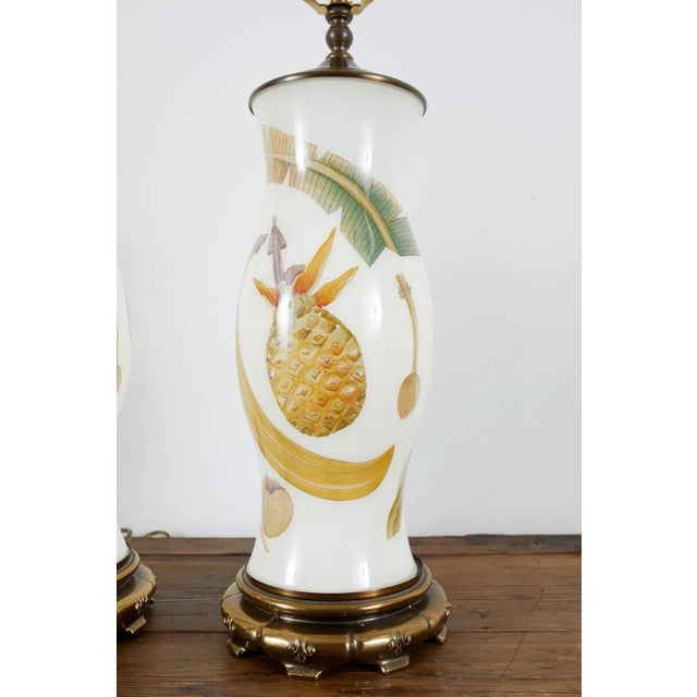 Off-white Late 20th Century English Decalcomania Regency Style Table Lamps - a Pair For Sale - Image 8 of 13