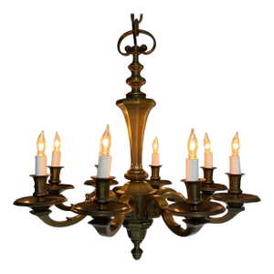 Small French 1940's Bronze Chandelier
