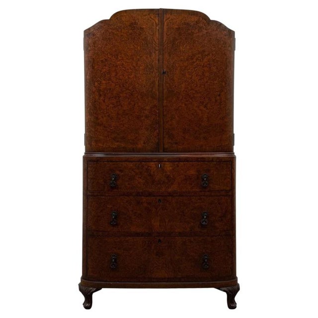 Antique English Edwardian Burr Walnut Cabinet For Sale - Image 13 of 13