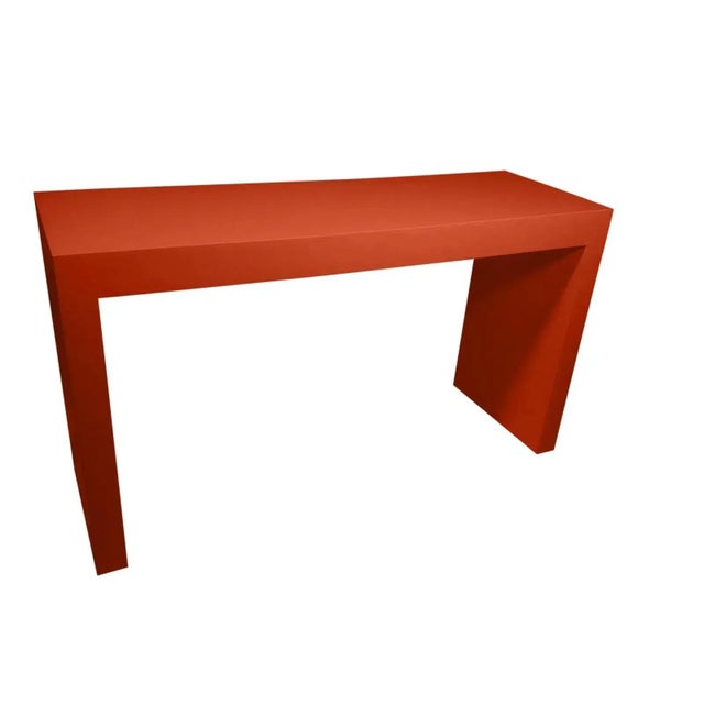 Mid-Century Modern Late 20th Century Parsons Style Ruby Red Console Table For Sale - Image 3 of 5
