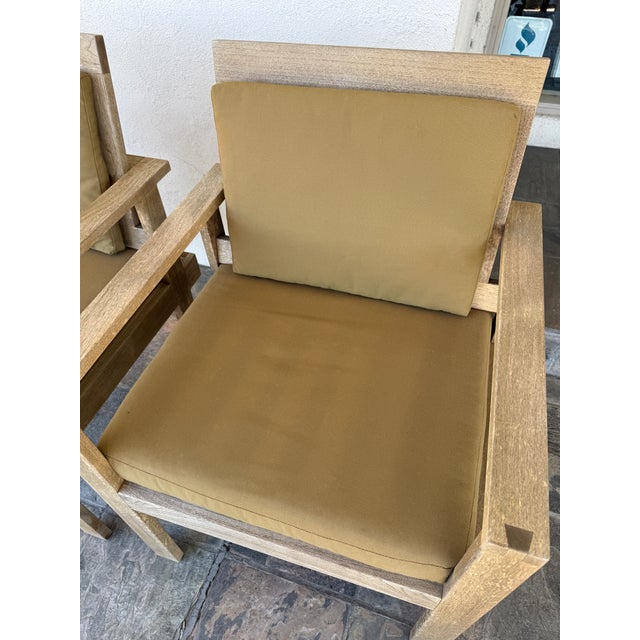 Williams-Sonoma Home Outdoor Teak Wood Arm Chairs, Set of Four For Sale - Image 10 of 12