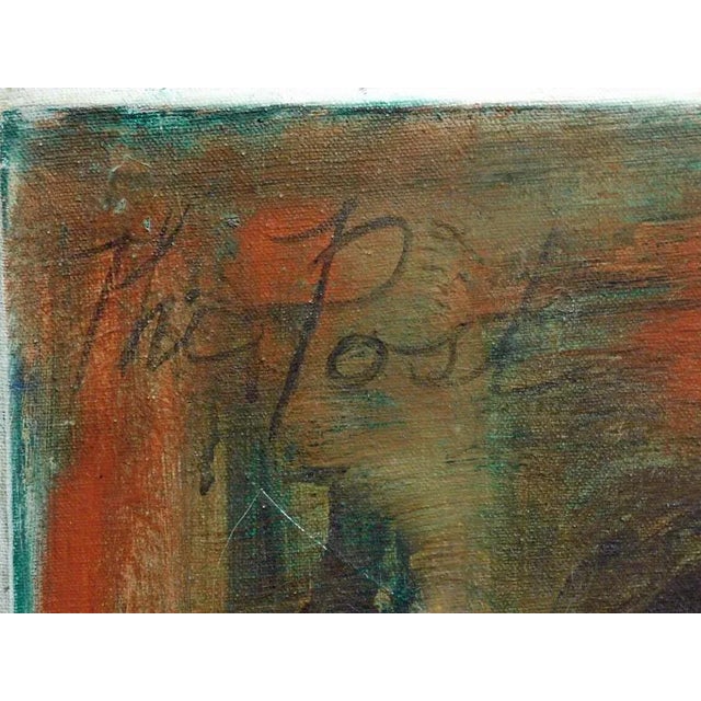 Brown Gib Singleton Original Painting on Canvas "The Post" 1974 Hand Signed and Titled For Sale - Image 8 of 12