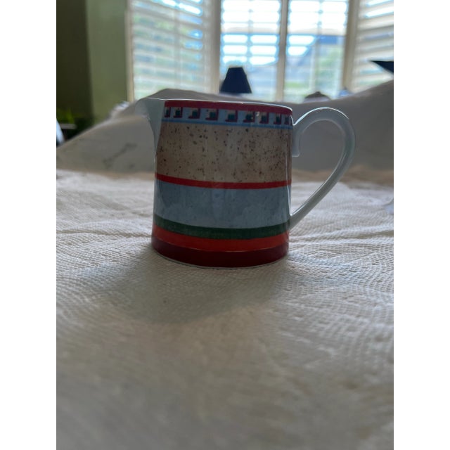 Multicolor porcelain creamer. Dishwasher and microwave safe. From Portugal. 8oz. Villeroy & Boch.