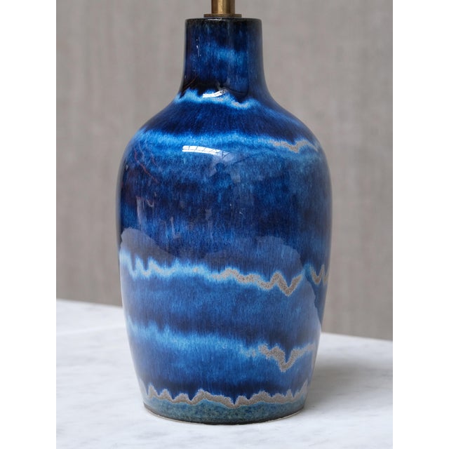 Mid-Century Modern Table Lamp in Gradient Blue Glaze by Kent Eriksson for Designhuset, Sweden, 1970s For Sale - Image 3 of 12
