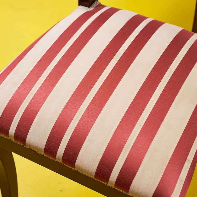 Wooden Chairs with Striped Seats, Early 1900s, Set of 5 For Sale - Image 3 of 7