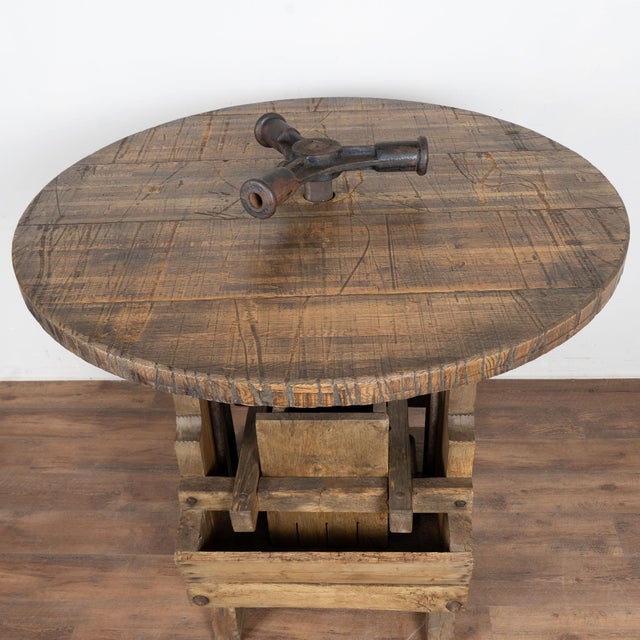 This unique wine tasting table or standing bar/table was created with an antique wine press from Austria as the intriguing...