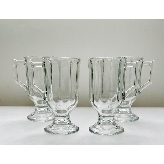 Late 20th Century Indiana Glass Optic Glass Irish Coffee Mugs- Set of 4 For Sale - Image 13 of 13