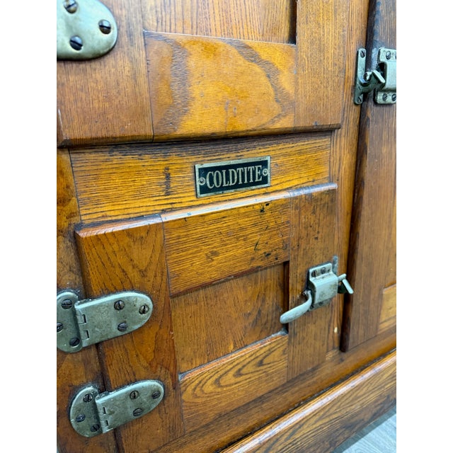 Wood Antique Coldtite Oak Ice Box For Sale - Image 7 of 10