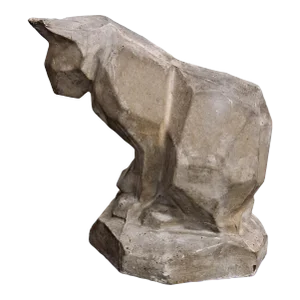 Geometric Form Plaster Cat Sculpture