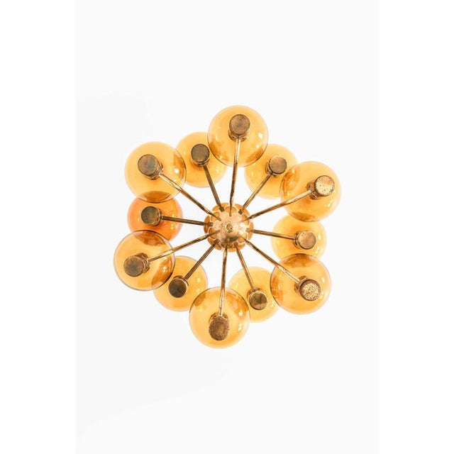 Scandinavian Modern Ceiling Lamp in Brass and Glass by Hans-Agne Jakobsson, 1960s For Sale - Image 3 of 12