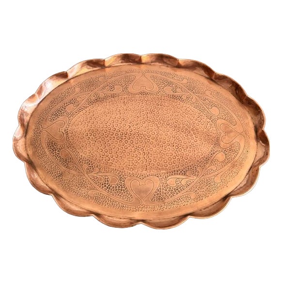 Vintage Art Nouveau Copper Tray, 1920 For Sale