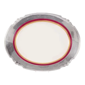 1940s Royal Worcester Sterling Silver Rimmed Porcelain Platter