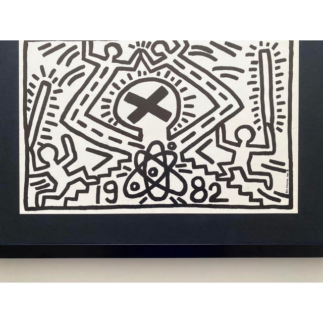 Keith Haring Vintage 1982 Lithograph Print " Nuclear Disarmament " Framed Pop Art Poster For Sale - Image 9 of 15
