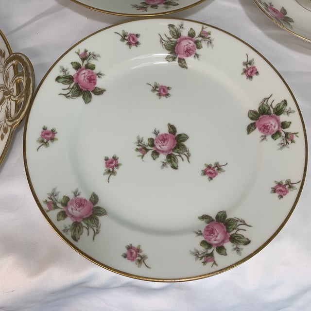 Gda Limoges Fine Porcelain Luncheon Tea Set Featuring a Classic Pink Rose Motif - 23 PCS For Sale In Chicago - Image 6 of 9