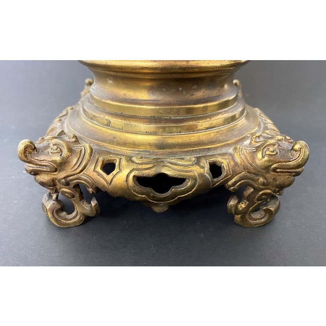 Black Japanese Satsuma Porcelain & Bronze Vase Lamp, 1900s For Sale - Image 8 of 17