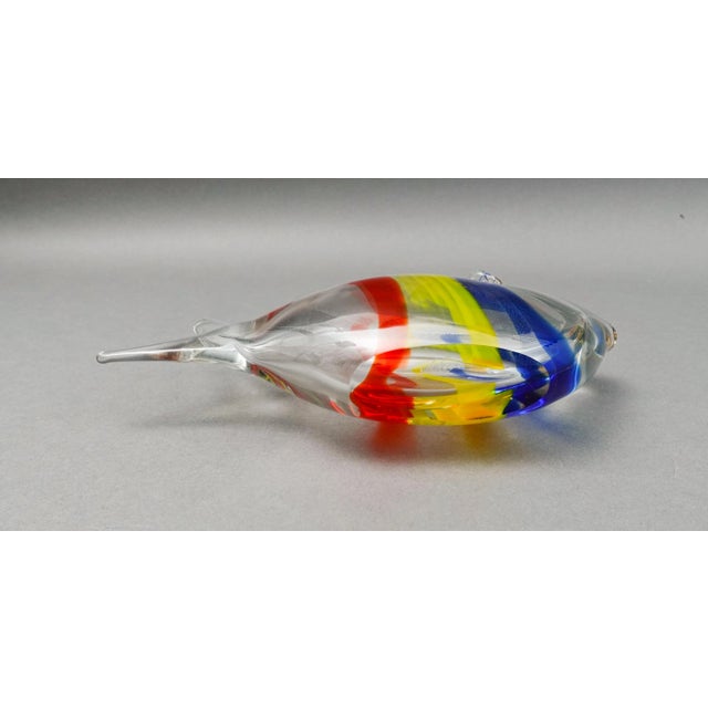Glass Mid 20th Century Artist Signed Colorful Fish Hand Blown Murano Style Art Glass Sculpture For Sale - Image 7 of 11