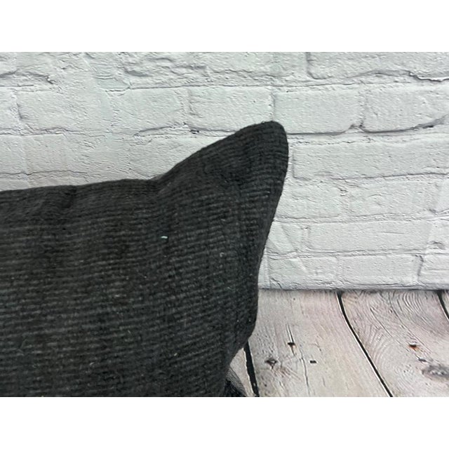 Turkish 16 x 24 Hemp Pillow Turkish Cushion Natural Black Pillow Cushion Cover For Sale - Image 3 of 4