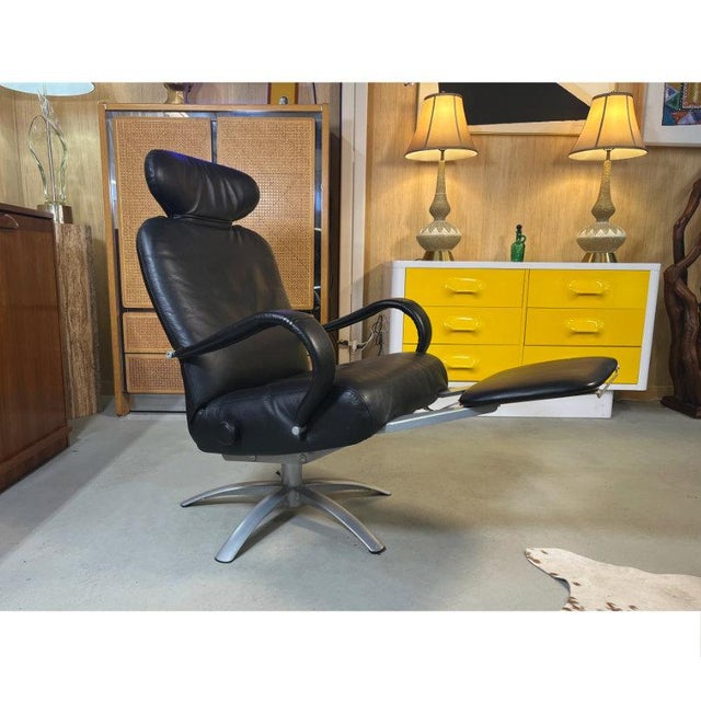 Pair of Percival Lafer Black Leather Brazilian Modern Recliners For Sale - Image 10 of 12