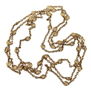 Late 19th Century Victorian Fetter Knot 38” Chain in 16.6k Gold For Sale