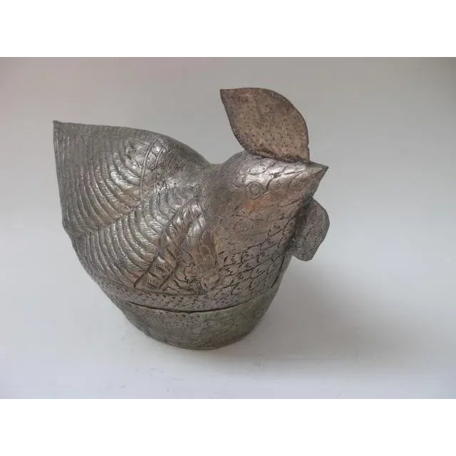 Traditional Early 20th Century Silver Betel Nut Chicken Container For Sale - Image 3 of 10