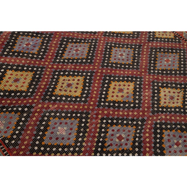 Multicolor Vintage Sumakh Handmade Geometric Wool Rug For Sale - Image 9 of 11