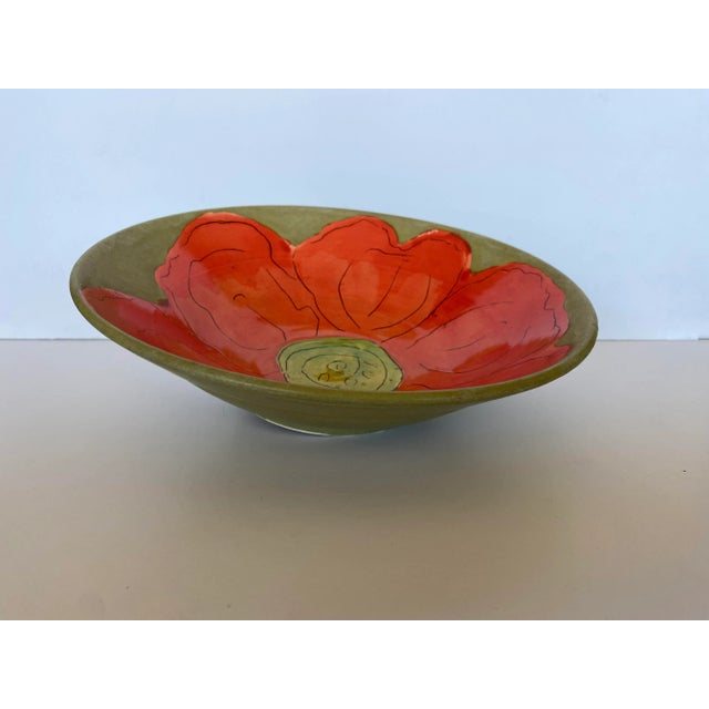 Vintage Folk Art Flower Design Serving Bowl For Sale In San Francisco - Image 6 of 6