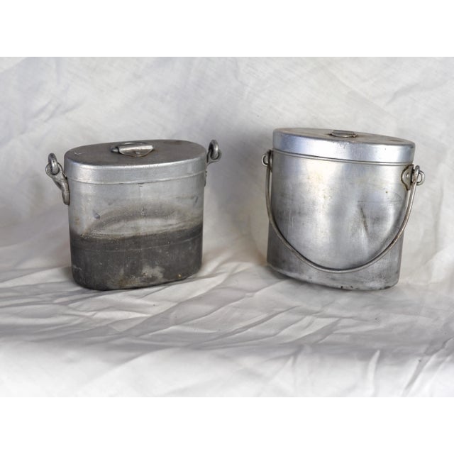 1940s French Military WWII Aluminium Mess Kits - Set of 2 For Sale - Image 6 of 12