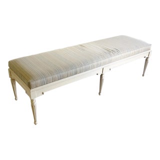 Vintage Regency Cream Wooden Bench For Sale