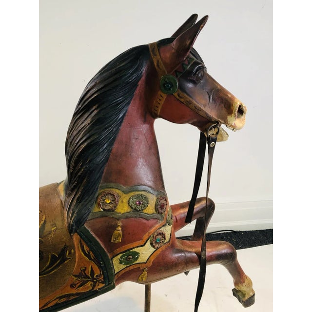 1900 - 1909 Antique Carved Turn of the Century Carousel Horse For Sale - Image 5 of 11