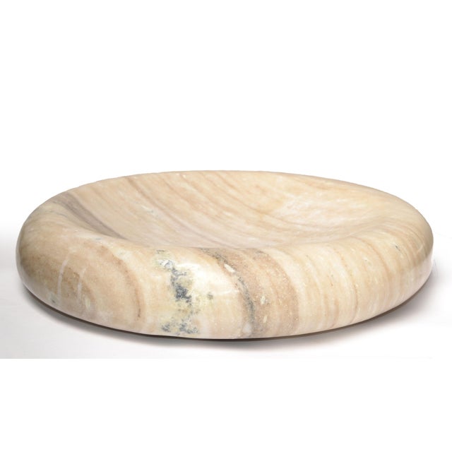 Fratelli Martini Mid-Century Modern Round Tan Beige Carrara Marble Bowl Centerpiece Italy For Sale - Image 4 of 12