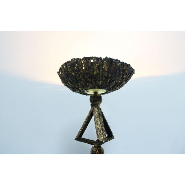 Brutalist Dutch Brutalist Hand-Crafted Floor Lamp in Brass and Metal, 1980 For Sale - Image 3 of 12