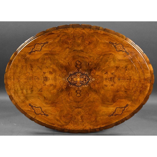 Wood Victorian Burr Walnut Inlaid Centre Table, 1850 For Sale - Image 7 of 16