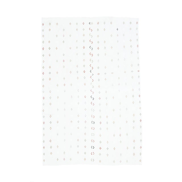 Vintage Turkish Oushak Handmade Wool Cotton White Kilim Area Rug For Sale - Image 11 of 11