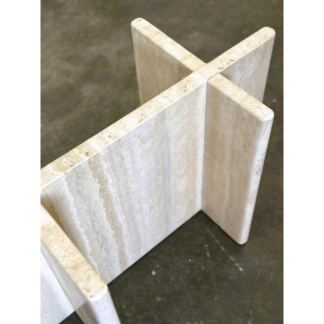 Vintage Travertine & Marble Coffee Table, France, 1980s For Sale - Image 3 of 14