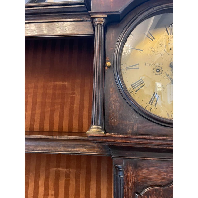 Large 18th Century George III Oak Dresser with Rack and Longcase Clock, 1780s For Sale - Image 10 of 18
