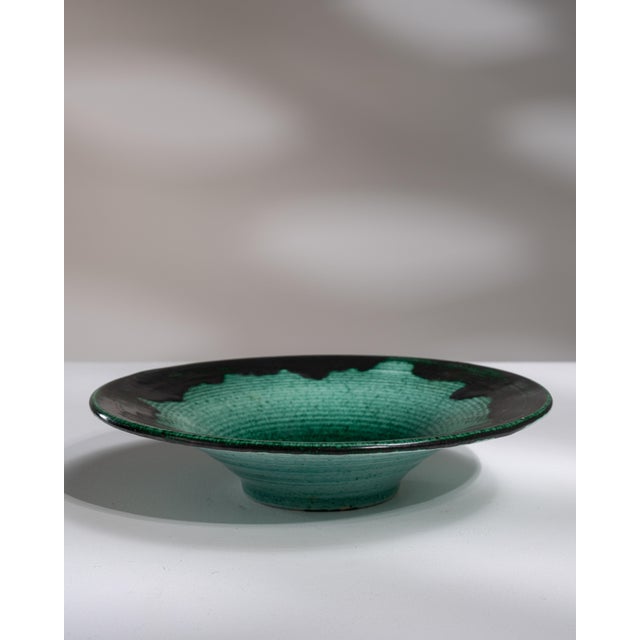1960s France Teal Ceramic Serving Bowl For Sale - Image 9 of 15