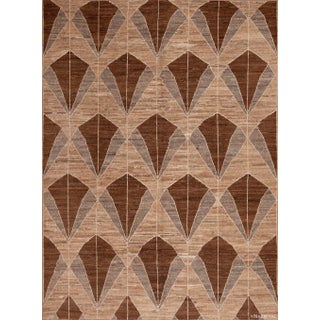 Nazmiyal Collection Earthy Brown and Neutral Grey Color Large Scale Geometric Modern Rug For Sale