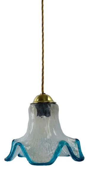 Italian Hanging Lamp with Opal Glass Shade, 1950s