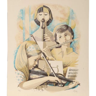 Late 20th Century Autay - Music Class Lithograph For Sale