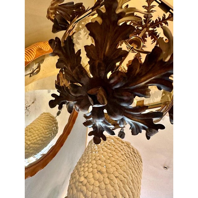 Black Large Bronze Finished Toleware Lantern, 1960s For Sale - Image 8 of 18