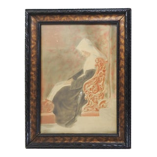 Antique Hand Tinted Photograph of Seated Nun For Sale