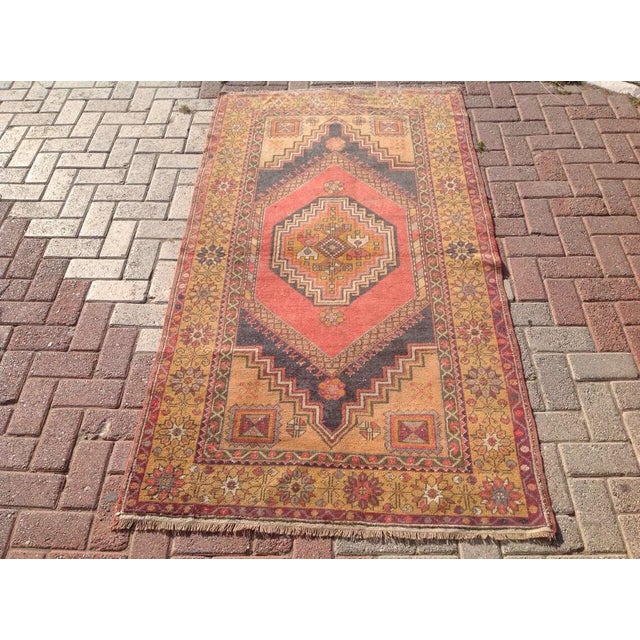 This beautiful, vintage, handwoven Kilim is approximately 60 years old. It is handmade, of very fine quality hand spun...