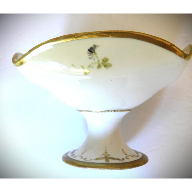 Noritake Yoshino Vintage Japanese Porcelain Hand-Painted Gold Leaf Footed Nut Candy Dish For Sale - Image 10 of 10